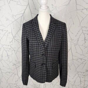 Banana Republic Gray Gingham Checks Two Button Blazer